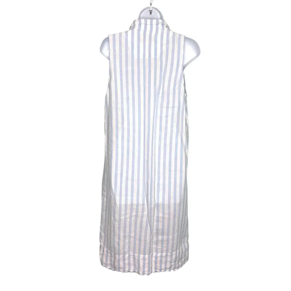 Everlane The Linen Sleeveless Stripe Midi Button Down Shirt Dress Blue 8 - Picture 3 of 8